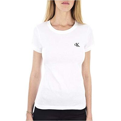 Calvin Klein kvinnors S/S stickade toppar, Vit (ljusvit), XS Calvin Klein kvinnors S/S stickade toppar, Vit (ljusvit), XS