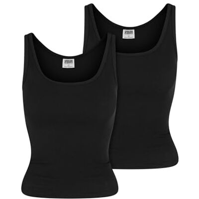 Urban Classics damer Top Ladies Organic Basic Rib Top 2-pack svart XL, Svart + svart, XL Urban Classics damer Top Ladies Organic Basic Rib Top 2-pack svart XL, Svart + svart, XL