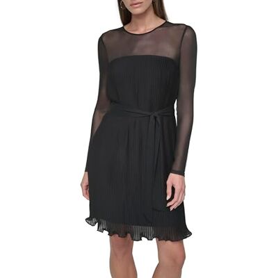 DKNY , damkläder, L/S MESH W/pleated, svart, 6, svart, 38 DKNY , damkläder, L/S MESH W/pleated, svart, 6, svart, 38