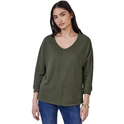 Street One Studio Stickad look-skjorta med V-hals, Peridot Green, 46 Street One Studio Stickad look-skjorta med V-hals, Peridot Green, 46