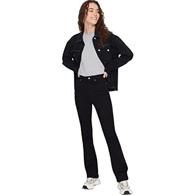Trendyol Kvinnor hög midja utsvängda ben utsvängda jeans, svart, 38, Svart, 64 SE Trendyol Kvinnor hög midja utsvängda ben utsvängda jeans, svart, 38, Svart, 64 SE