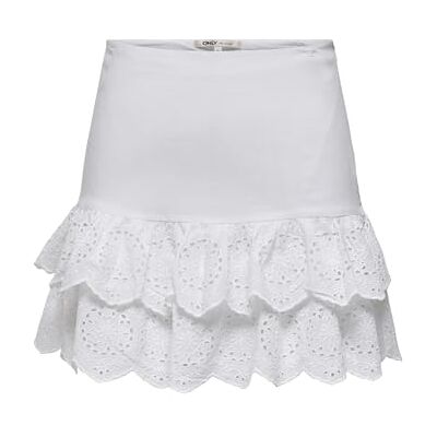 ONLY Onlellyn Mw Layered Skirt WVN, Ljus vit, XS ONLY Onlellyn Mw Layered Skirt WVN, Ljus vit, XS