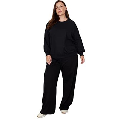 Trendyol Dam elastiska breda ben plus storlek träningsbyxor, svart, XL, Svart, XL Trendyol Dam elastiska breda ben plus storlek träningsbyxor, svart, XL, Svart, XL