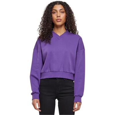 Urban Classics Damsweatshirt, dam, cropped V-hals, äkta violet 5XL, Äkta lila, 5XL Urban Classics Damsweatshirt, dam, cropped V-hals, äkta violet 5XL, Äkta lila, 5XL