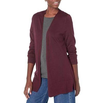 Amazon Essentials Dames Lätt cardigan tröja med öppen front (finns i plusstorlek), Vinröd, XL Amazon Essentials Dames Lätt cardigan tröja med öppen front (finns i plusstorlek), Vinröd, XL