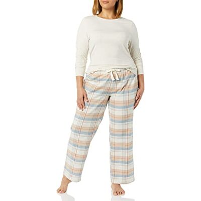 Amazon Essentials lätt flanellbyxa och långärmad t-shirt sovset (finns i plusstorlek), dammig blå mix pläd/havregryn ljung, X-Small Amazon Essentials lätt flanellbyxa och långärmad t-shirt sovset (finns i plusstorlek), dammig blå mix pläd/havregryn ljung, X-Small
