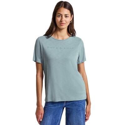 Street One Silk-look skjorta med ord, Arona Blue, 44 Street One Silk-look skjorta med ord, Arona Blue, 44