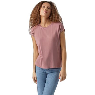 VERO MODA dam Tröja Vmava Plain Ss Top Gajrs Noos, Nostalgi ros, XXL VERO MODA dam Tröja Vmava Plain Ss Top Gajrs Noos, Nostalgi ros, XXL