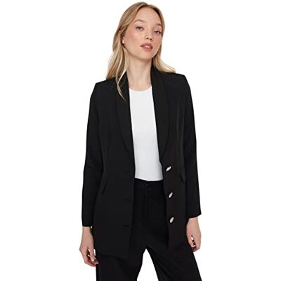 Trendyol dam Lapel Collar vanlig kavaj rock, svart, 34 Trendyol dam Lapel Collar vanlig kavaj rock, svart, 34