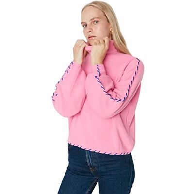 Trendyol Dam polokrage vanlig tröja sweatshirt, Rosa, M Trendyol Dam polokrage vanlig tröja sweatshirt, Rosa, M