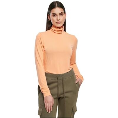 Urban Classics Damer damer modal turtleneck långärmad t-shirt, papaya, XL Urban Classics Damer damer modal turtleneck långärmad t-shirt, papaya, XL