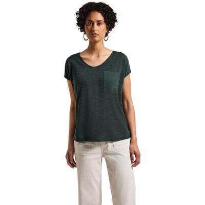 Street One dam-linne-look T-shirt, Mellangrön, 40 Street One dam-linne-look T-shirt, Mellangrön, 40