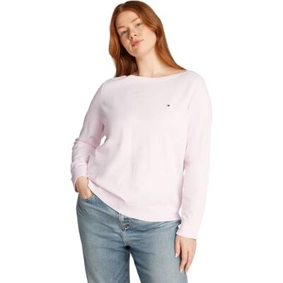 Tommy Hilfiger kvinnors CRV CO JERSEY STITCH LS B-NK SWT WW0WW46078, rosa, 50, Rosa (ljusrosa), 50 Tommy Hilfiger kvinnors CRV CO JERSEY STITCH LS B-NK SWT WW0WW46078, rosa, 50, Rosa (ljusrosa), 50