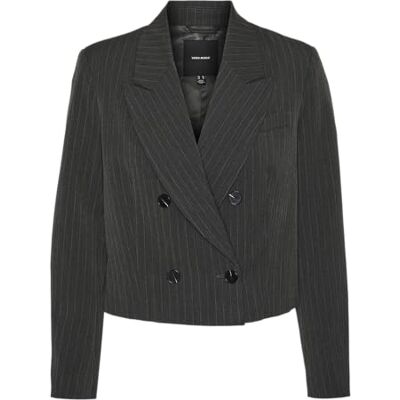 VERO MODA VMSILJE LS DB Short Pinstripe blazer, Mörkgrå melange/detalj: pinstripe, 42 VERO MODA VMSILJE LS DB Short Pinstripe blazer, Mörkgrå melange/detalj: pinstripe, 42
