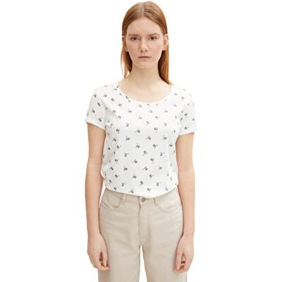 TOM TAILOR Denim Damer T-shirt med heltäckande tryck 1032445, 30116 White Cocktail Print, M TOM TAILOR Denim Damer T-shirt med heltäckande tryck 1032445, 30116 White Cocktail Print, M