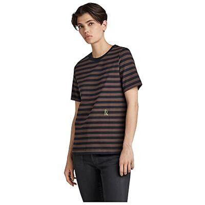 G-STAR RAW Kvinnors liten RAW gr t-shirt, flerfärgad (Chocolat/Caviar Stripe C929-D505), XS G-STAR RAW Kvinnors liten RAW gr t-shirt, flerfärgad (Chocolat/Caviar Stripe C929-D505), XS