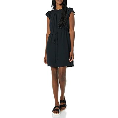 Amazon Essentials dam avslappnad passform lätt Georgette delad hals fladdrande ärm skiftklänning, svart, XX-Large Amazon Essentials dam avslappnad passform lätt Georgette delad hals fladdrande ärm skiftklänning, svart, XX-Large