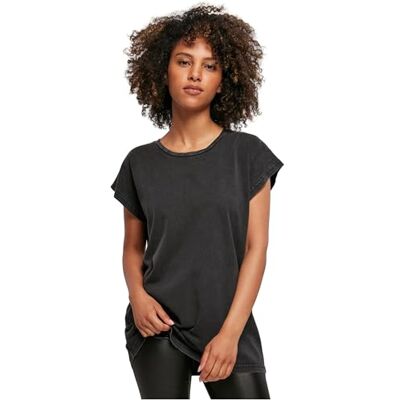 Build Your Brand Dam dam acid tvättad utökad axel t-shirt, svart, 3XL Build Your Brand Dam dam acid tvättad utökad axel t-shirt, svart, 3XL