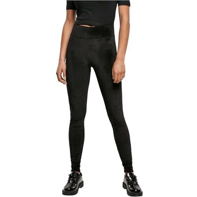 Urban Classics dam Leggings Dam hög midja sammet leggings, svart, S Urban Classics dam Leggings Dam hög midja sammet leggings, svart, S