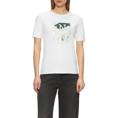 s.Oliver Elastisk T-shirt med fronttryck i slim fit, ecru, 44 s.Oliver Elastisk T-shirt med fronttryck i slim fit, ecru, 44