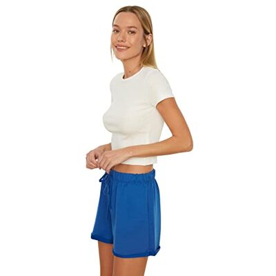 Trendyol Kvinnors midjebindning shorts & bermuda casual shorts, blå, extra liten Trendyol Kvinnors midjebindning shorts & bermuda casual shorts, blå, extra liten
