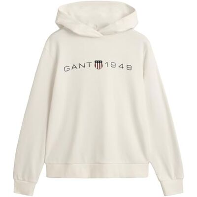 GANT Reg tryckt grafisk huvtröja för kvinnor, Äggskal, XXL GANT Reg tryckt grafisk huvtröja för kvinnor, Äggskal, XXL