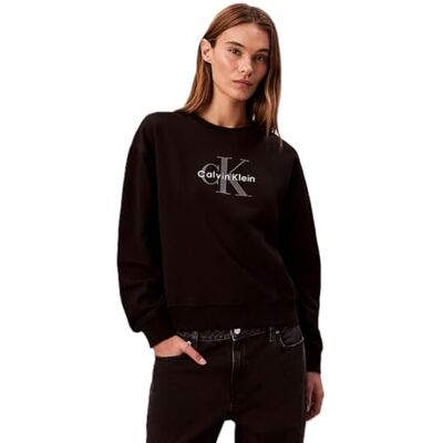 Calvin CK JEANS dam LS MONOLOGO FRANSK TERRY RLXD CN LV047B234G, svart (svart), M, svart (svart), M Calvin CK JEANS dam LS MONOLOGO FRANSK TERRY RLXD CN LV047B234G, svart (svart), M, svart (svart), M
