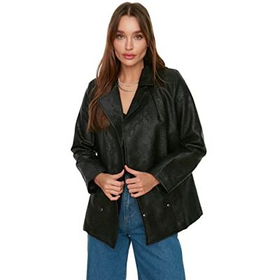 Trendyol Dam svart ficka med detaljerad jacka, 34 Trendyol Dam svart ficka med detaljerad jacka, 34