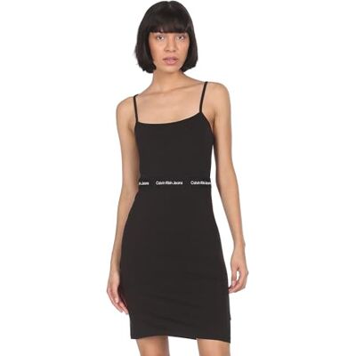 Calvin Jeans dam logotyp elastisk strappy klänning passform & flare, Ck svart, XXS Calvin Jeans dam logotyp elastisk strappy klänning passform & flare, Ck svart, XXS