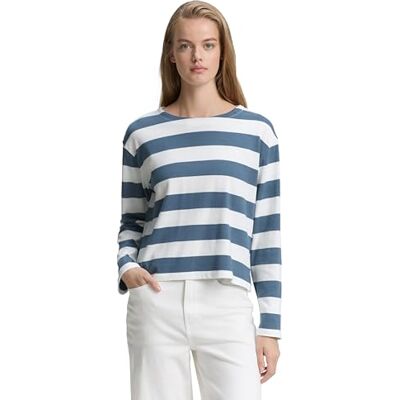 TOM TAILOR Denim dam långärmad T-shirt, 38414 – Dusty Blue White Stripe, L TOM TAILOR Denim dam långärmad T-shirt, 38414 – Dusty Blue White Stripe, L