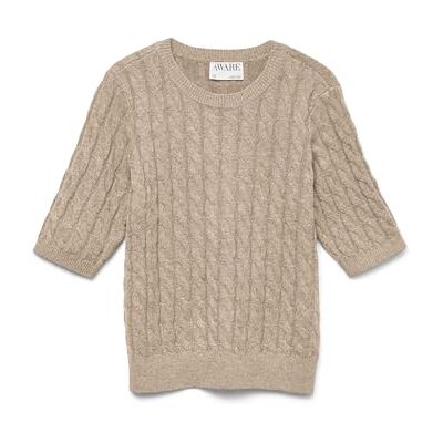 VERO MODA Awlorella 2/4 crew neck stickad topp Noos, Naturlig blandning, M VERO MODA Awlorella 2/4 crew neck stickad topp Noos, Naturlig blandning, M