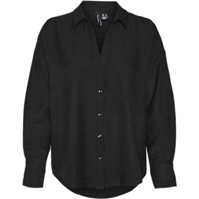 VERO MODA VMMELANEY QUEENY LS skjorta WVN NOOS, svart, M VERO MODA VMMELANEY QUEENY LS skjorta WVN NOOS, svart, M