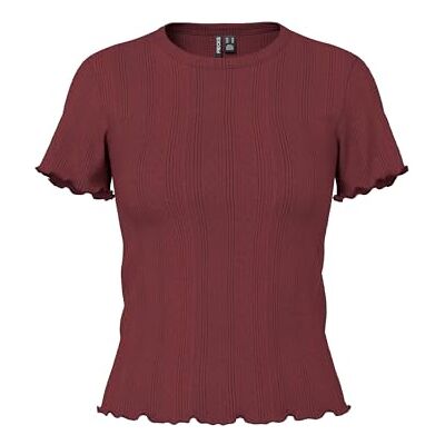 PIECES Pcmarie Ss O-Neck Poin Top JRS Noos Bc, tawny port, XS PIECES Pcmarie Ss O-Neck Poin Top JRS Noos Bc, tawny port, XS
