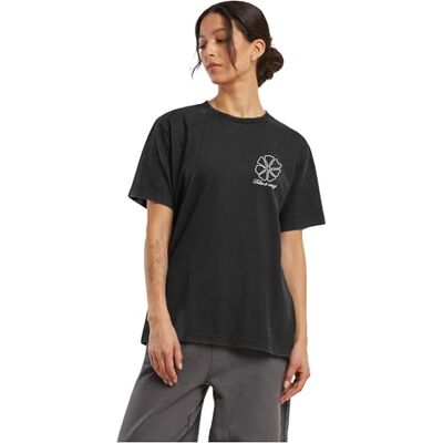 Mst377-one Line Flowers Damer Vintage Everyday Tee T-shirt, Svart, XS Dam Mst377-one Line Flowers Damer Vintage Everyday Tee T-shirt, Svart, XS Dam
