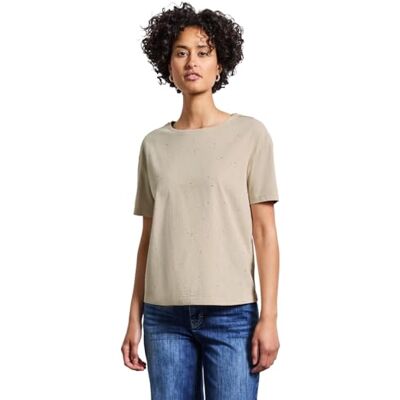 Street One dam-t-shirt med dekorativa stenar, Coastal Beige, 44 Street One dam-t-shirt med dekorativa stenar, Coastal Beige, 44