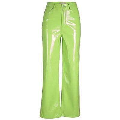 JJXX JACK & JONES Dam Jxkenya Hw raka Faux Leat Pants Noos byxor, Grön blixt/detaljer: glänsande, L JJXX JACK & JONES Dam Jxkenya Hw raka Faux Leat Pants Noos byxor, Grön blixt/detaljer: glänsande, L