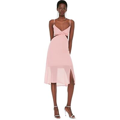 Trendyol Dam Midi Skater normal klänning, Rosa, 66 SE Trendyol Dam Midi Skater normal klänning, Rosa, 66 SE