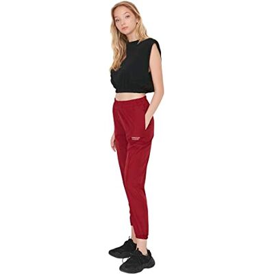 Trendyol Dam herr medium linning joggingbyxor sweatpants, vinröd, M, Burgund, M Trendyol Dam herr medium linning joggingbyxor sweatpants, vinröd, M, Burgund, M