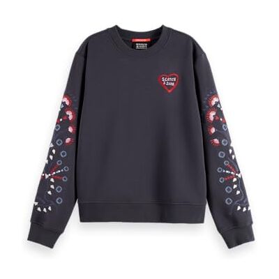 Scotch & Soda broderad sweatshirt med normal passform, Charcoal a U078, XS Scotch & Soda broderad sweatshirt med normal passform, Charcoal a U078, XS