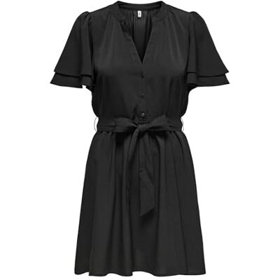 ONLY Onlnova Life Vis S/S Lenia Dress solid, svart, S ONLY Onlnova Life Vis S/S Lenia Dress solid, svart, S