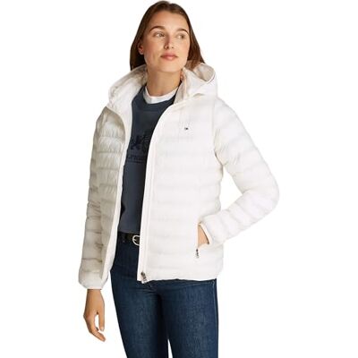 Tommy Hilfiger dam Lw vadderad global randig jacka, Forntida vit, 3XL stor Tommy Hilfiger dam Lw vadderad global randig jacka, Forntida vit, 3XL stor