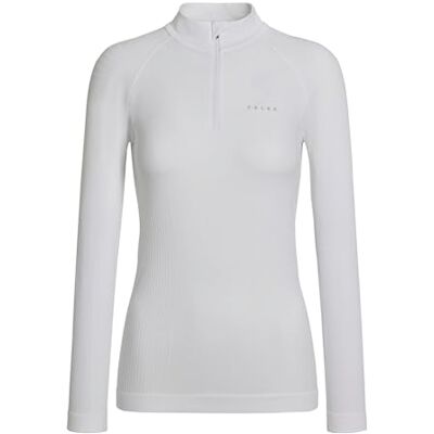 FALKE dam Baslager Ovandel Maximum Warm High Zip Neck W L/s Sh funktionellt garn snabbtorkande 1 del, Vit White 2860 Trend, L FALKE dam Baslager Ovandel Maximum Warm High Zip Neck W L/s Sh funktionellt garn snabbtorkande 1 del, Vit White 2860 Trend, L