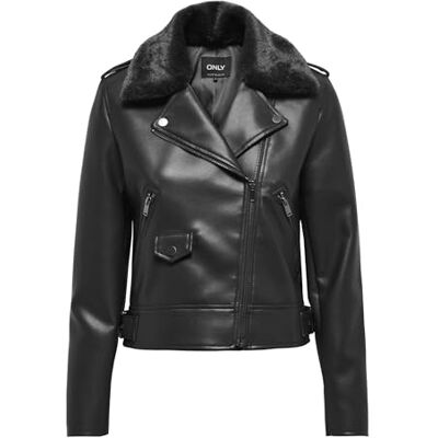 ONLY ONLVILHELMA Biker OTW jacka för kvinnor, svart, L, svart, L ONLY ONLVILHELMA Biker OTW jacka för kvinnor, svart, L, svart, L