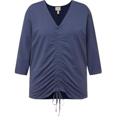 Ulla Popken Ulla popkar, kvinnor, stora storlekar, T-shirt med batt ärm och dragsko, blå, 54-56 Ulla Popken Ulla popkar, kvinnor, stora storlekar, T-shirt med batt ärm och dragsko, blå, 54-56