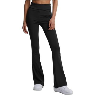 Urban Classics Dam dam återvunna högmidja utsvängda leggings, svart, XXL Urban Classics Dam dam återvunna högmidja utsvängda leggings, svart, XXL