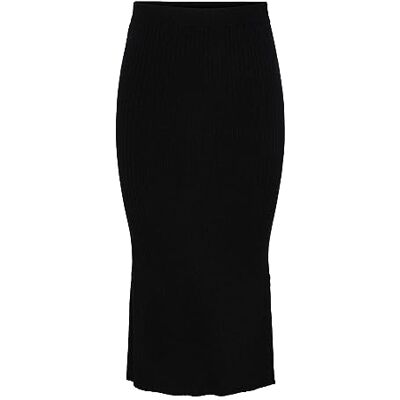 PIECES Bestseller A/S Dam Pccrista Hw midi stickad kjol Noos Bc kjol, svart, M PIECES Bestseller A/S Dam Pccrista Hw midi stickad kjol Noos Bc kjol, svart, M