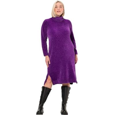 Ulla Popken Chenille polotröja, Mörklila, 46/48 SE Ulla Popken Chenille polotröja, Mörklila, 46/48 SE