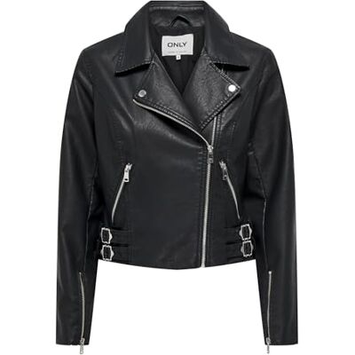 ONLY Onlalba Faux Leather Biker Cc OTW läderjacka, svart, M ONLY Onlalba Faux Leather Biker Cc OTW läderjacka, svart, M