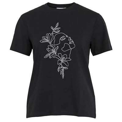 Vila Vinora S/S-Noos T-shirt, svart (svart skönhet), XS dam, Svart skönhet, XS Vila Vinora S/S-Noos T-shirt, svart (svart skönhet), XS dam, Svart skönhet, XS