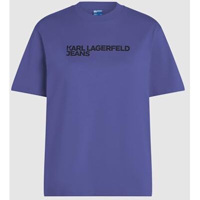 KARL LAGERFELD JEANS , Dam, Vanlig Kortärm Essential Logo T-Shirt, Regular Fit, Blå, XL KARL LAGERFELD JEANS , Dam, Vanlig Kortärm Essential Logo T-Shirt, Regular Fit, Blå, XL